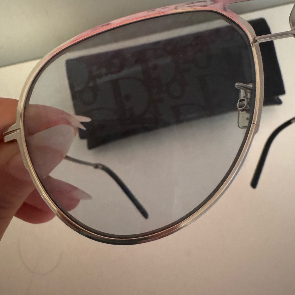 Dior Monogram Blue Lens Aviator Sunglasses with Case - Picture 7 of 10